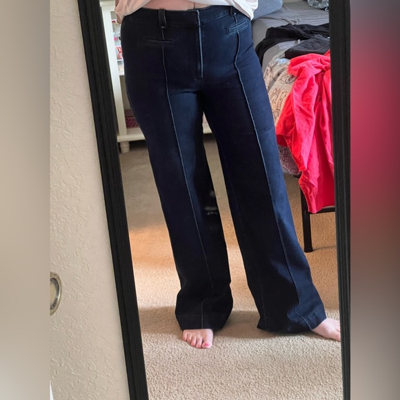 Ann Taylor Loft high waisted, wide-leg dark denim jeans, sz 8 - Picture 2 of 6